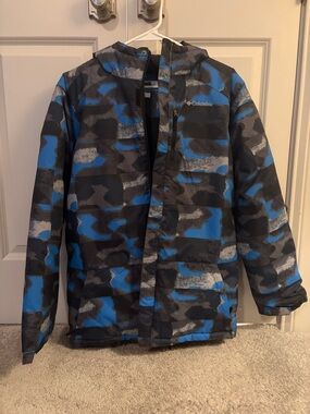 Columbia Blue & Gray Camouflage Hooded Jacket